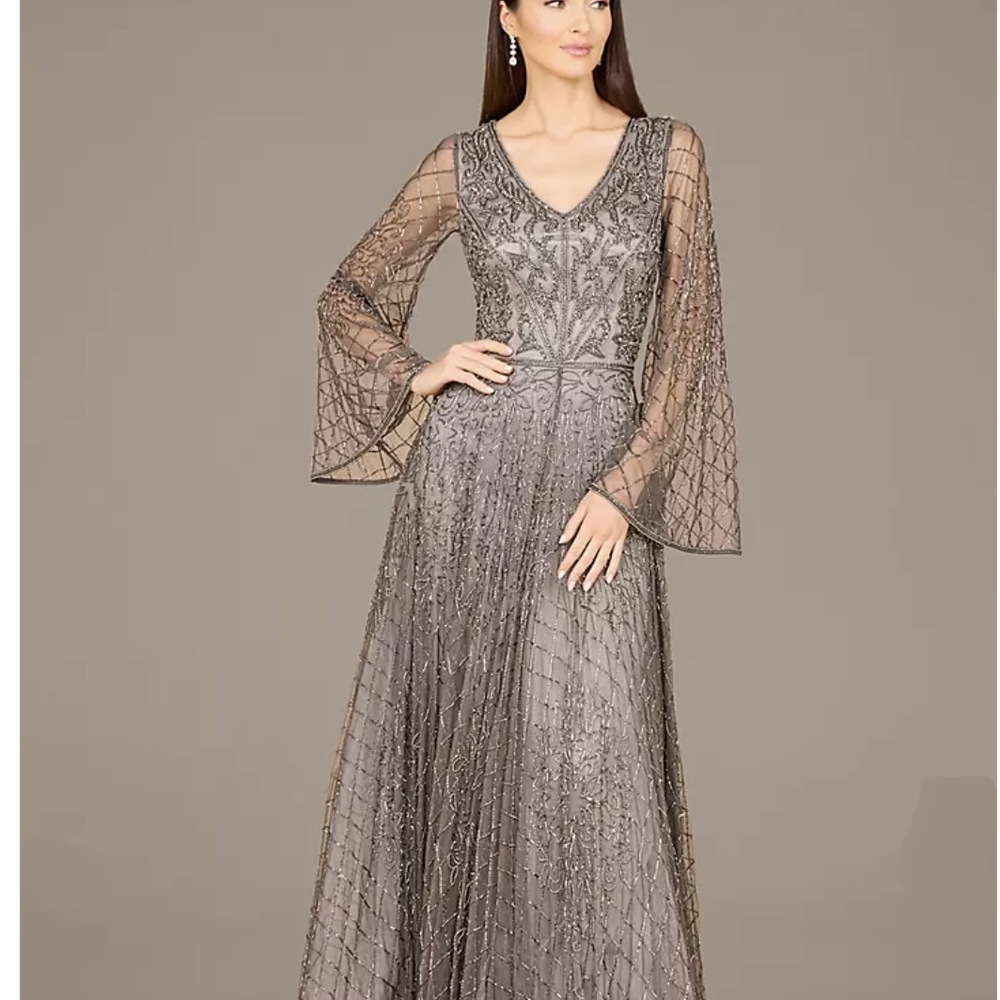 LARA Beaded Bridal Or Formal Gown From David's Bridal Silver-Grey NWT